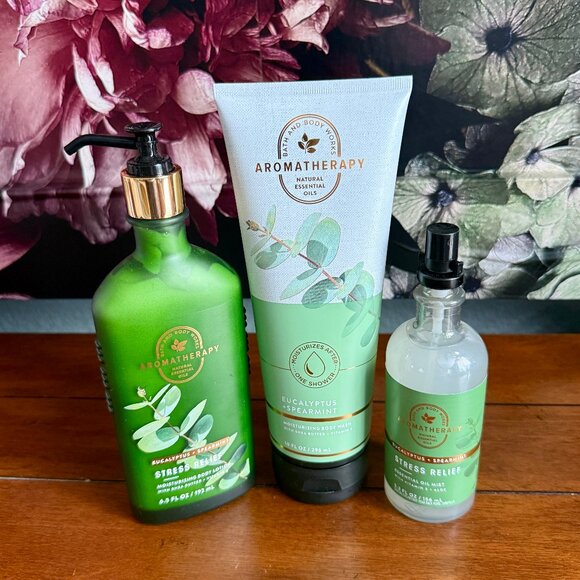 NEW 3pc Bath & Body Works Aromatherapy Eucalyptus+Spearmint Set - Picture 1 of 4